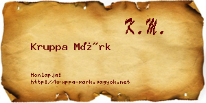 Kruppa Márk névjegykártya
